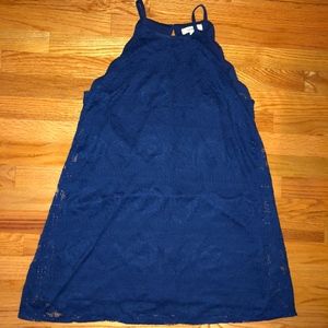 Royal Blue Lace Scallop Halter Shift Dress